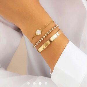NWT Rhinestone 10k Gold-filled Bracelet Set